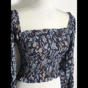 (27) NWT Olivaceous/Anthro Denim Long Sleeve Blouse, M